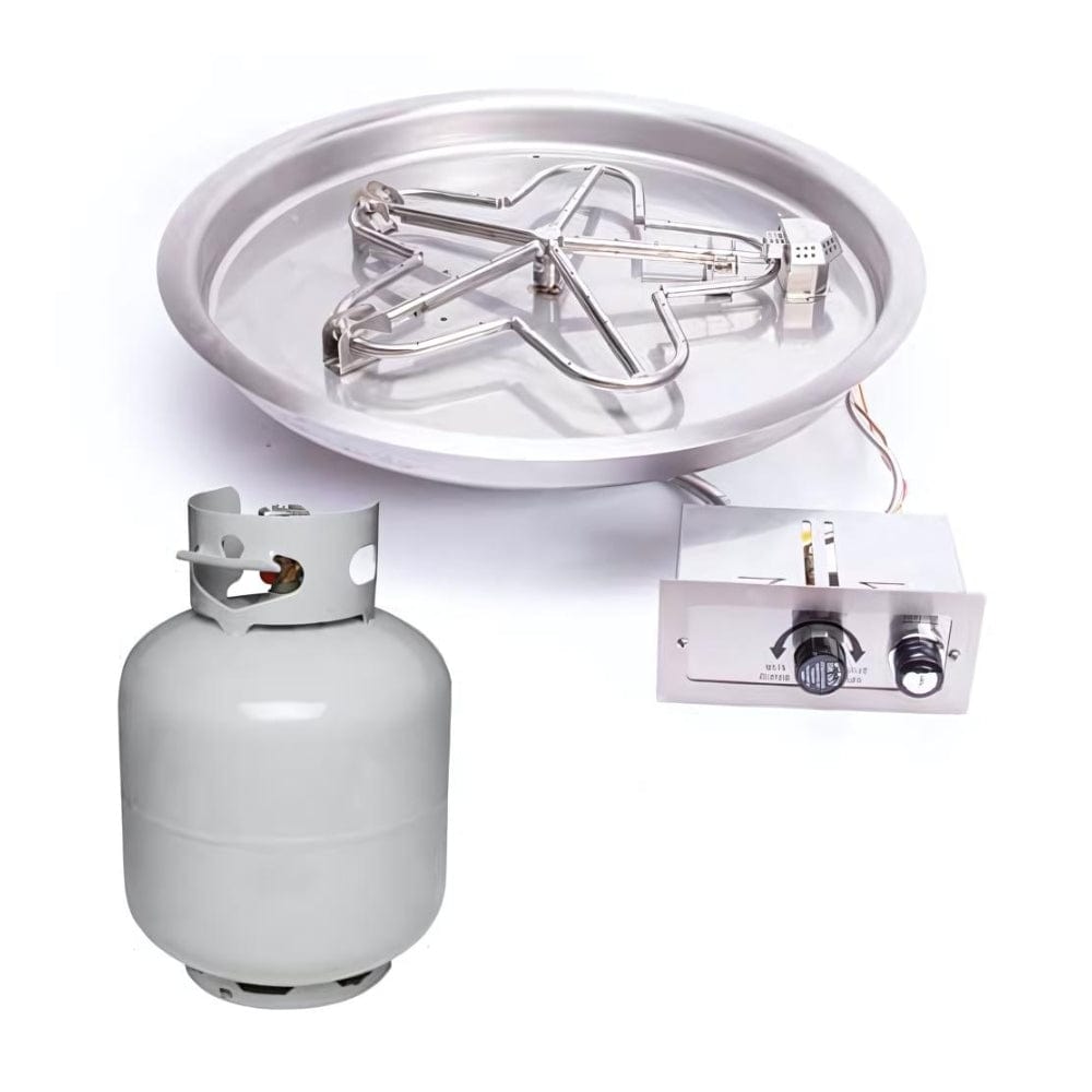 HPC Round Bowl Gas Fire Pit Insert with Push-Button Ignition