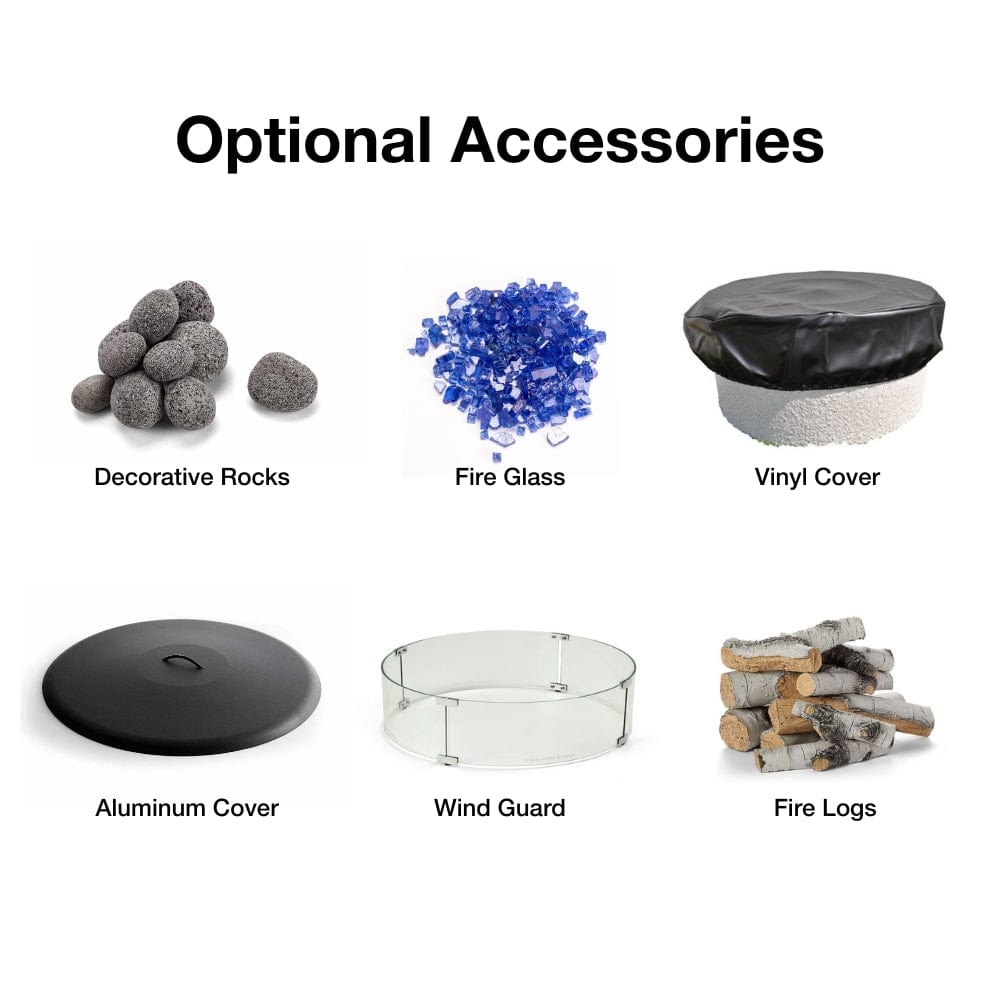 HPC Round Bowl Gas Fire Pit Insert with Push-Button Ignition