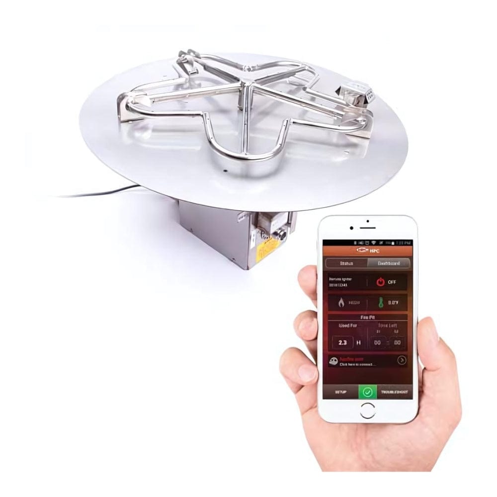 HPC Round Flat Gas Fire Pit Insert with Hi/Lo Electronic Ignition and Standard Burner