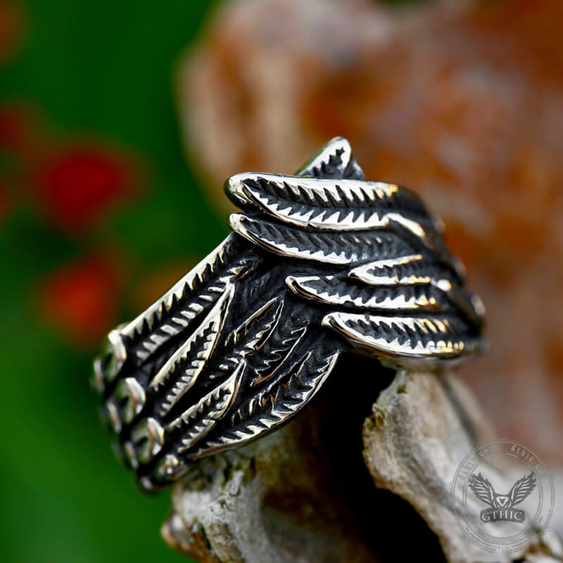 Hugging Angel Wing Stainless Steel Ring