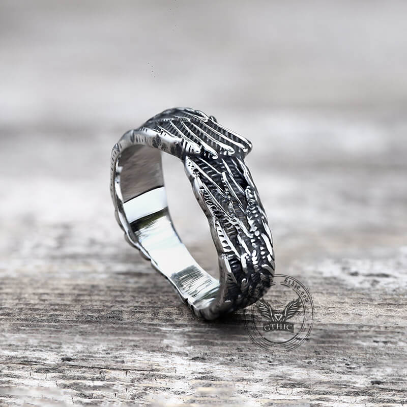 Hugging Angel Wing Stainless Steel Ring