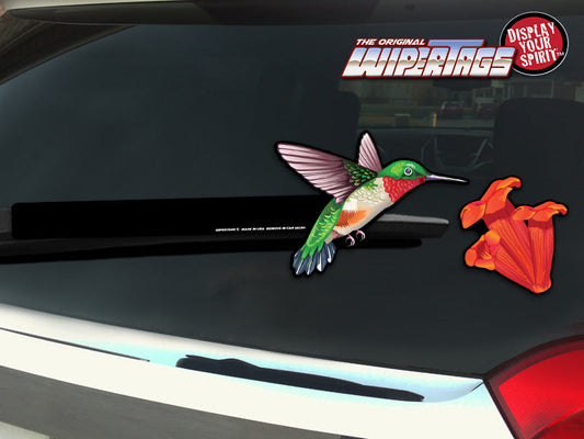 Hummingbird with Flower WiperTags