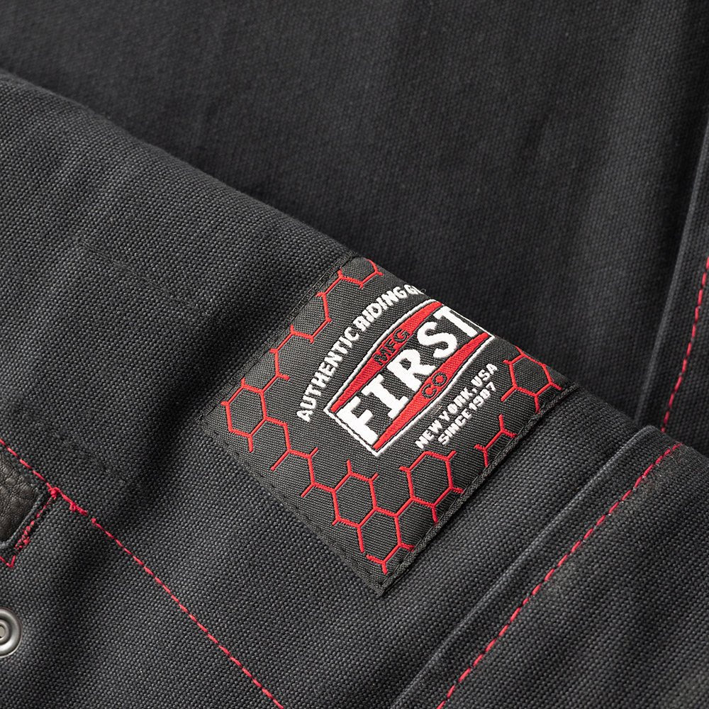 Hunt Club Motorcycle Leather Canvas Vest Black/Red