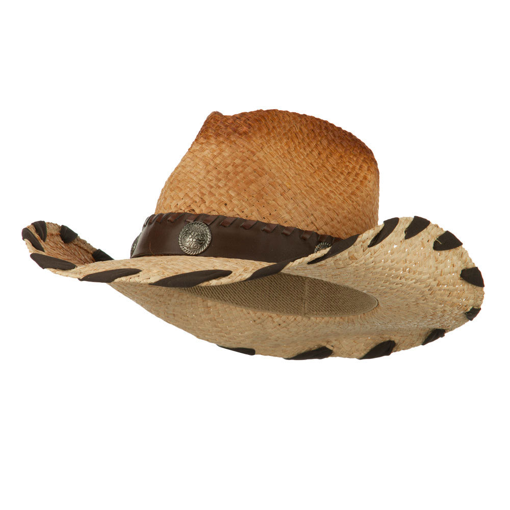 Woman's Raffia Cowboy Hat with Leatherette Band