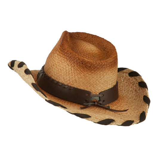 Woman's Raffia Cowboy Hat with Leatherette Band