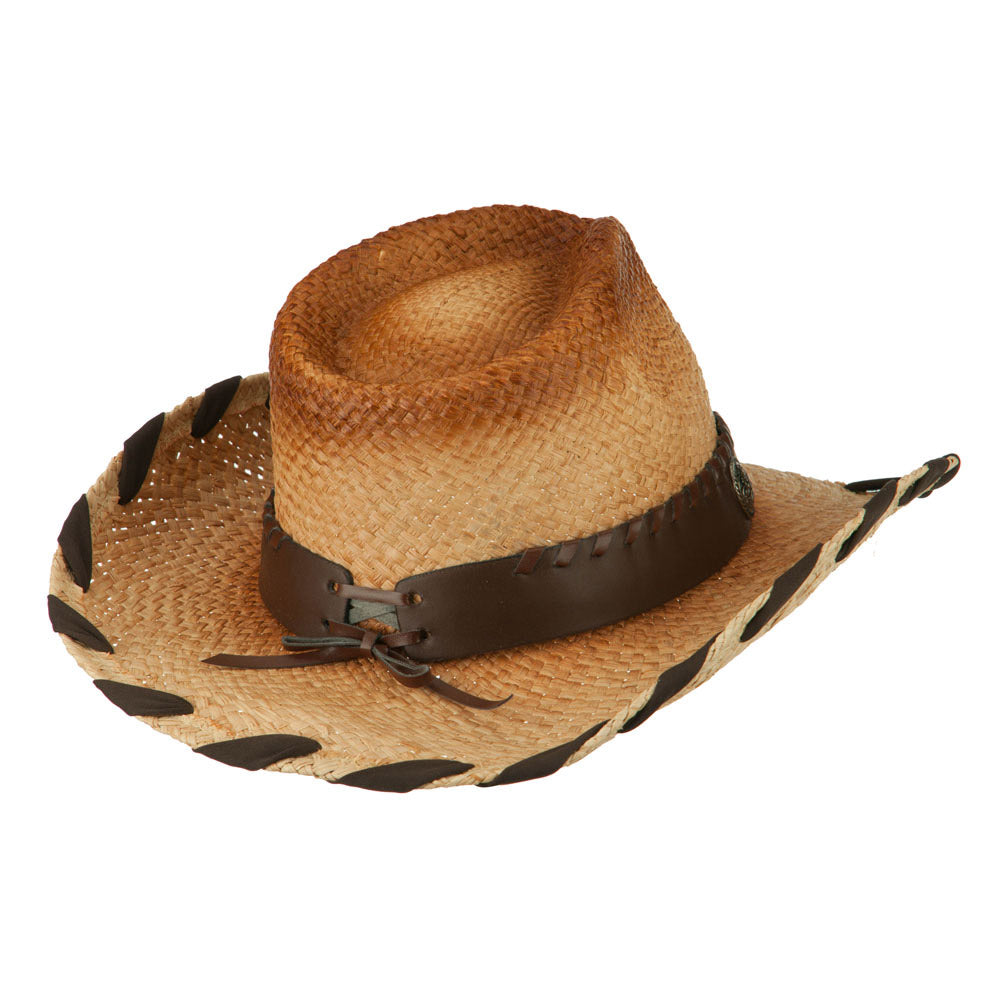 Woman's Raffia Cowboy Hat with Leatherette Band