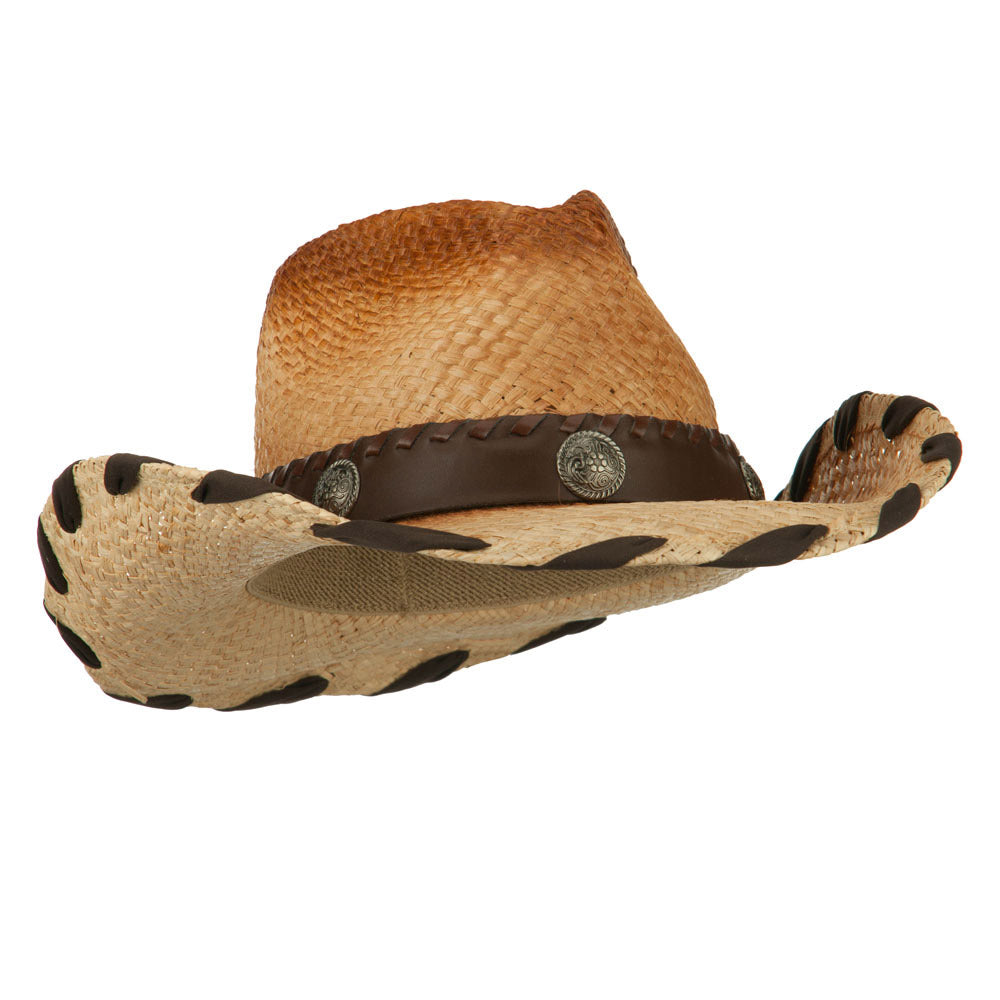 Woman's Raffia Cowboy Hat with Leatherette Band