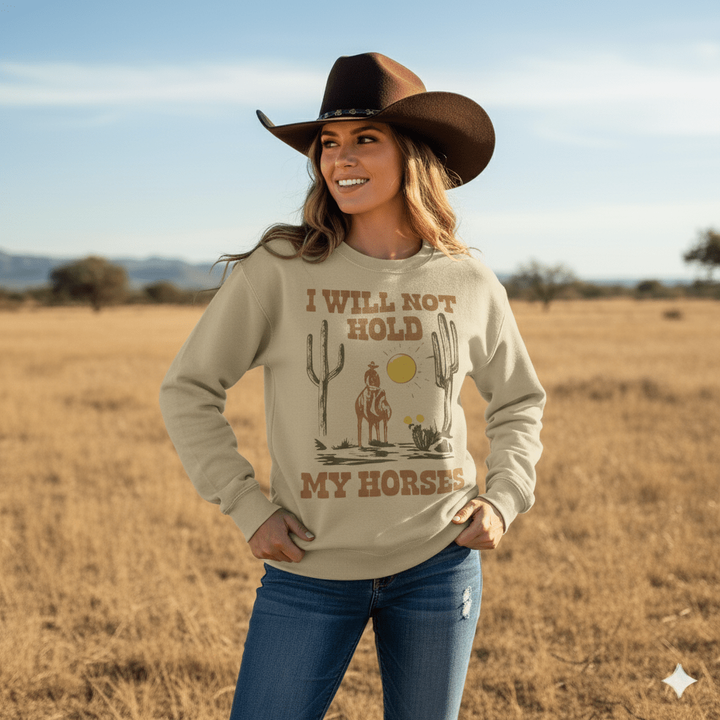 I Will Not Hold My Horses Graphic Sweatshirt