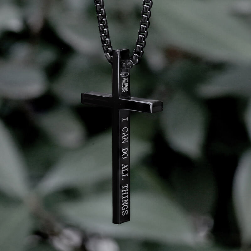 I Can Do All Things Stainless Steel Cross Pendant