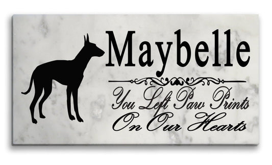 Ibizan Hound Memorial Stone Personalized Garden Rock Grave Marker Outdoor or Indoor