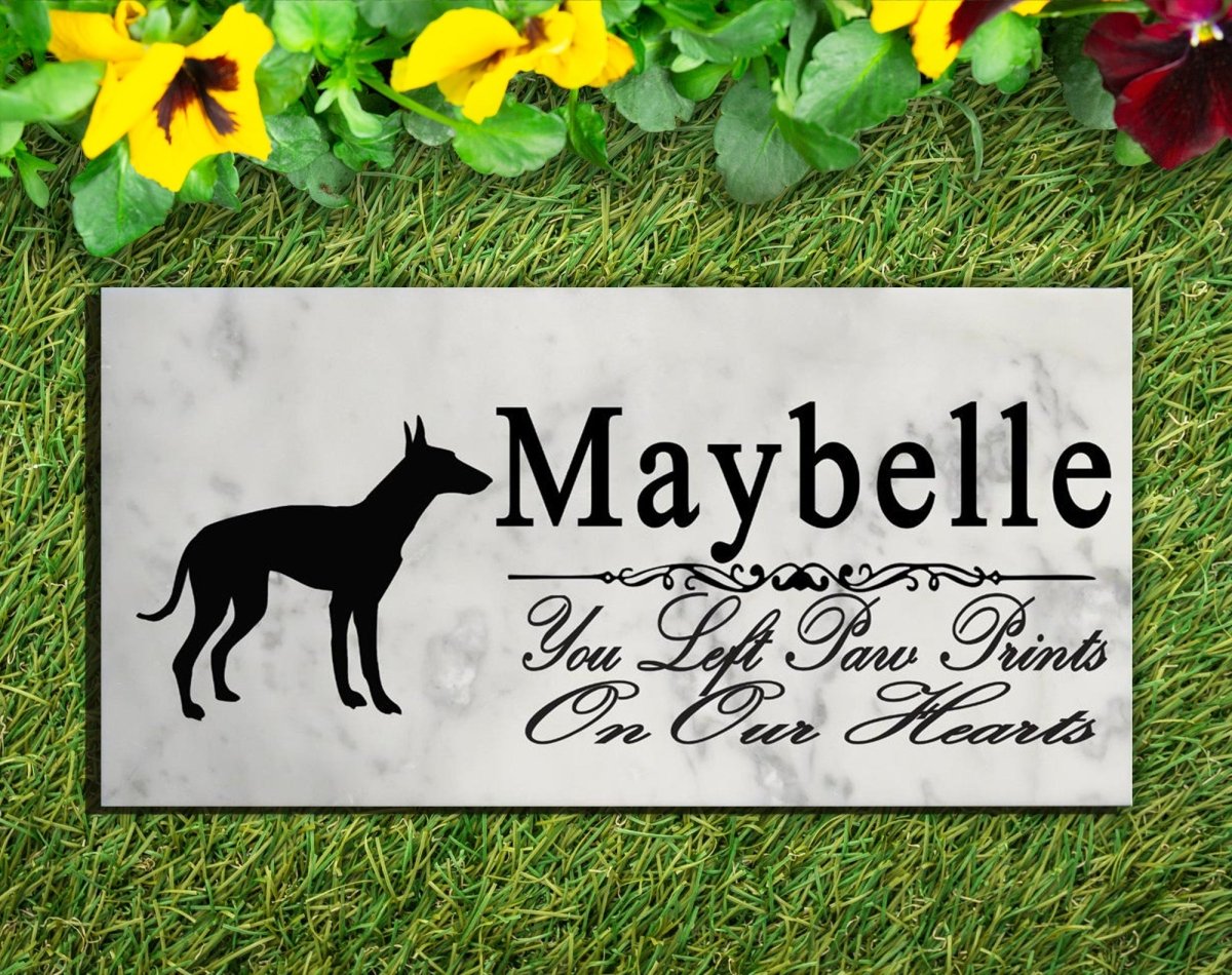Ibizan Hound Memorial Stone Personalized Garden Rock Grave Marker Outdoor or Indoor