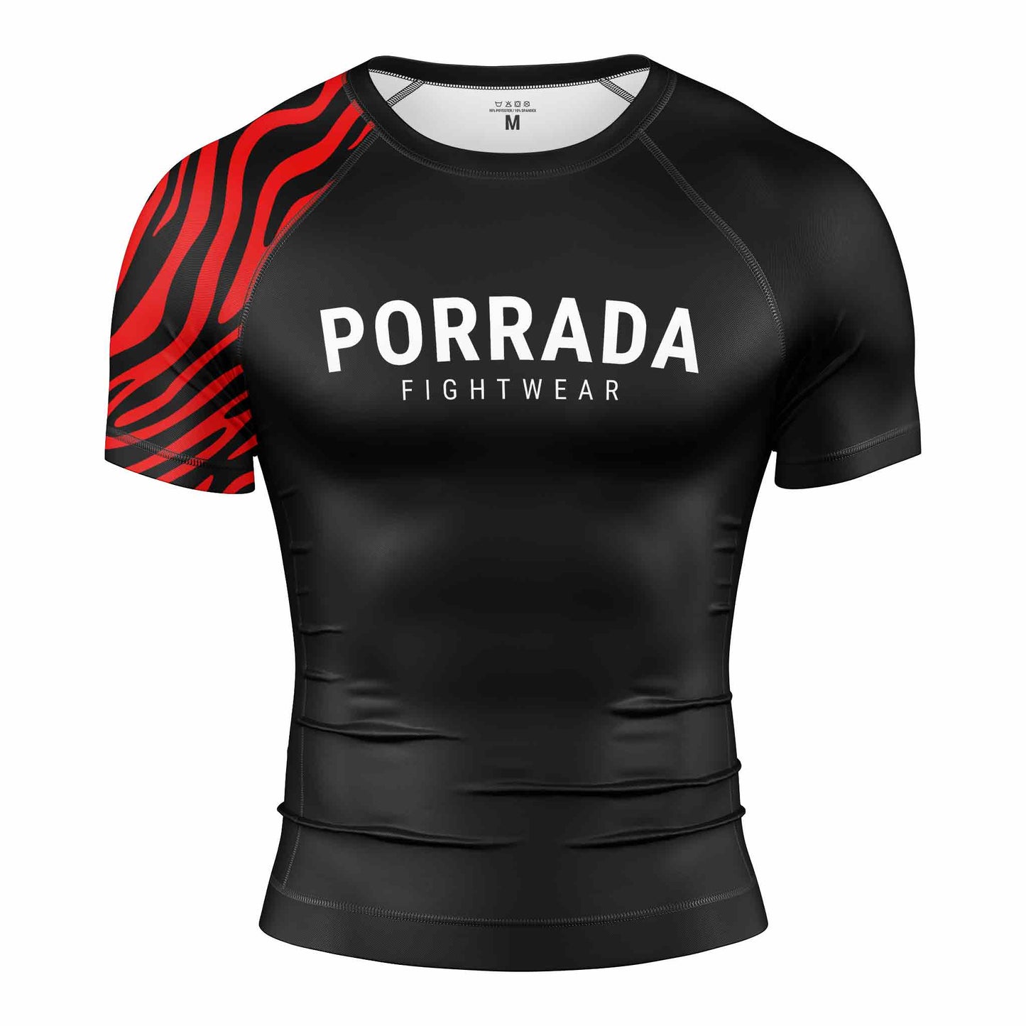 IBJJF RED BLACK RANKED SHORT SLEEVE RASH GUARD