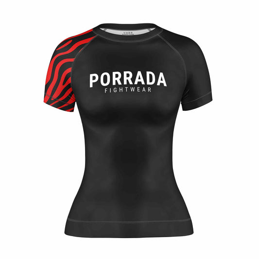 IBJJF RED BLACK RANKED WOMEN SHORT SLEEVE RASH GUARD