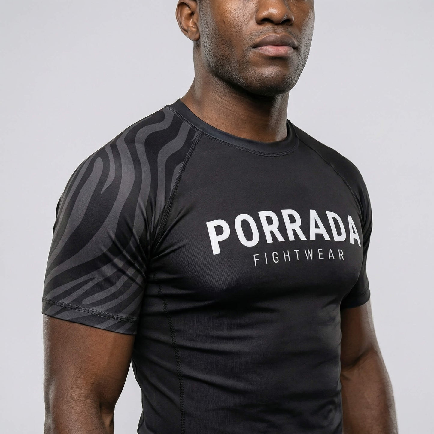 IBJJF BLACK RANKED SHORT SLEEVE RASH GUARD