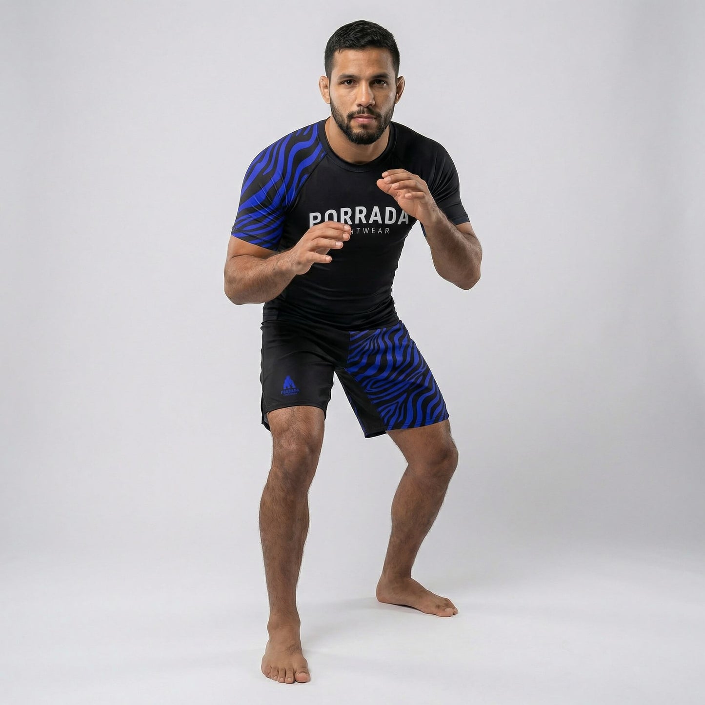 IBJJF BLUE RANKED SHORT SLEEVE RASH GUARD