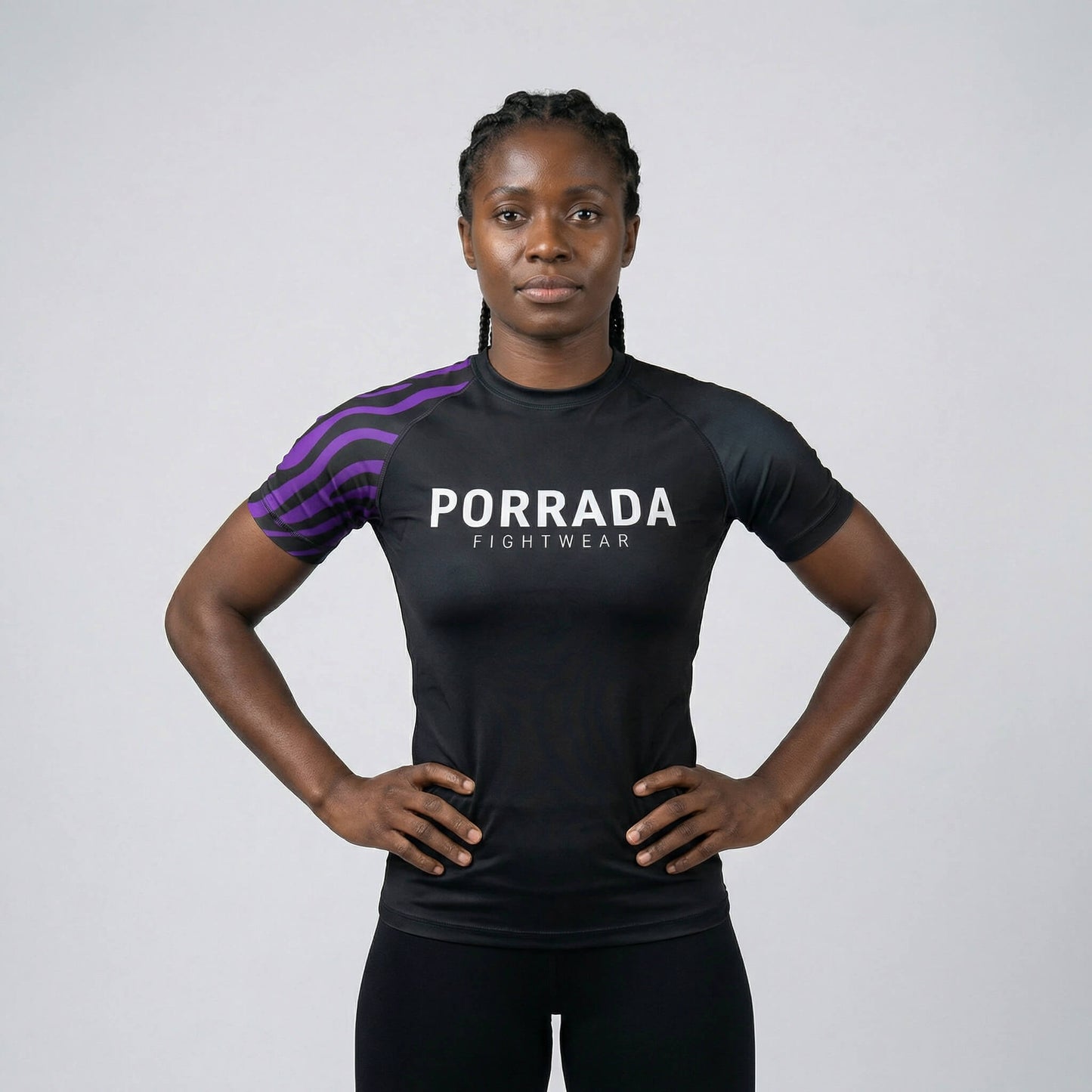 IBJJF PURPLE RANKED WOMEN SHORT SLEEVE RASH GUARD