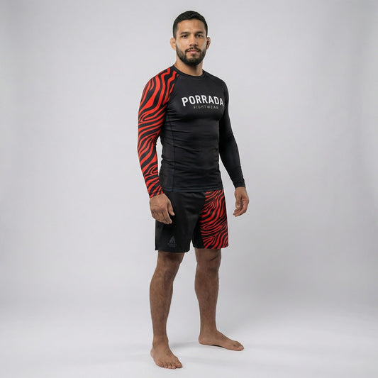 IBJJF RED BLACK RANKED RASH GUARD
