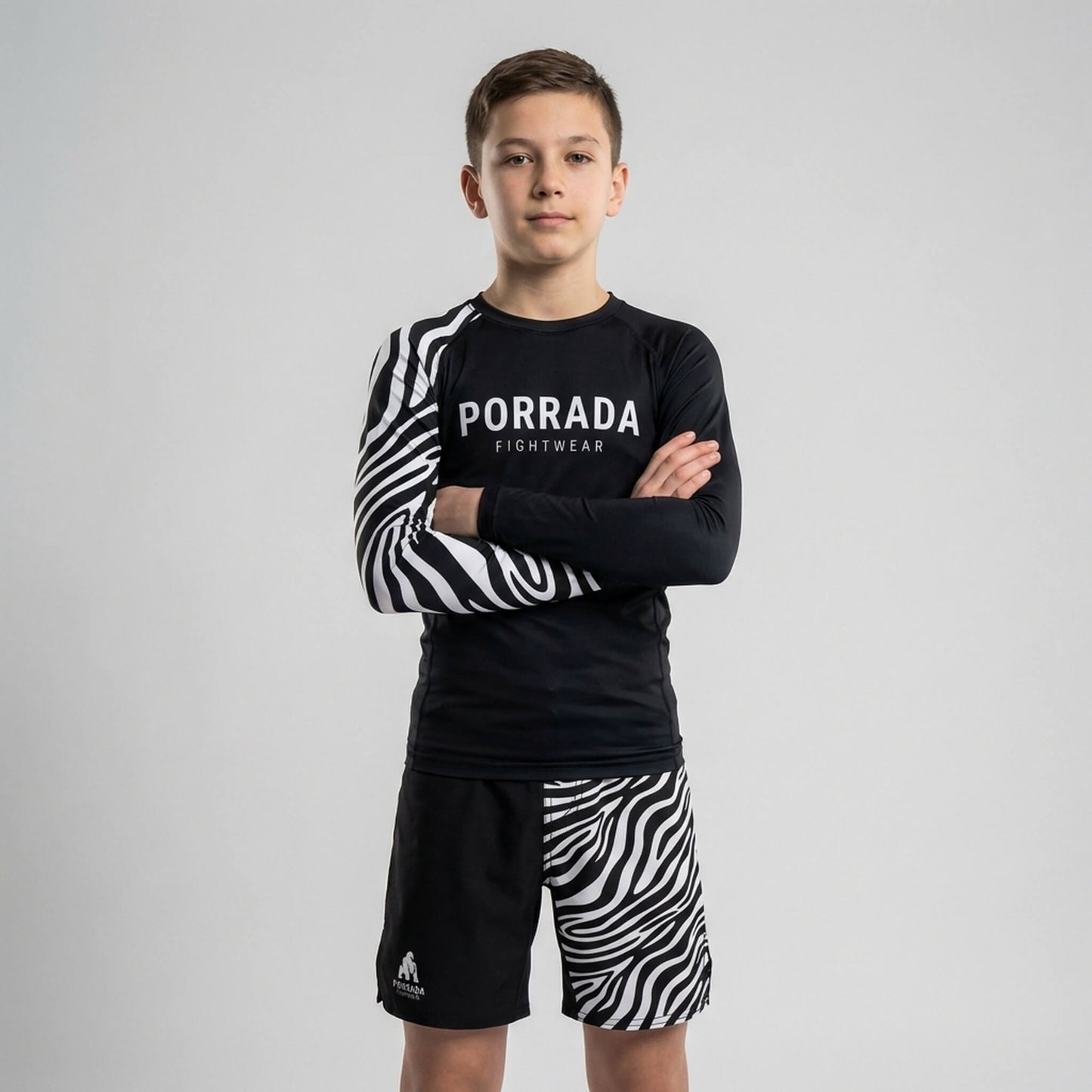 IBJJF WHITE RANKED KIDS RASH GUARD