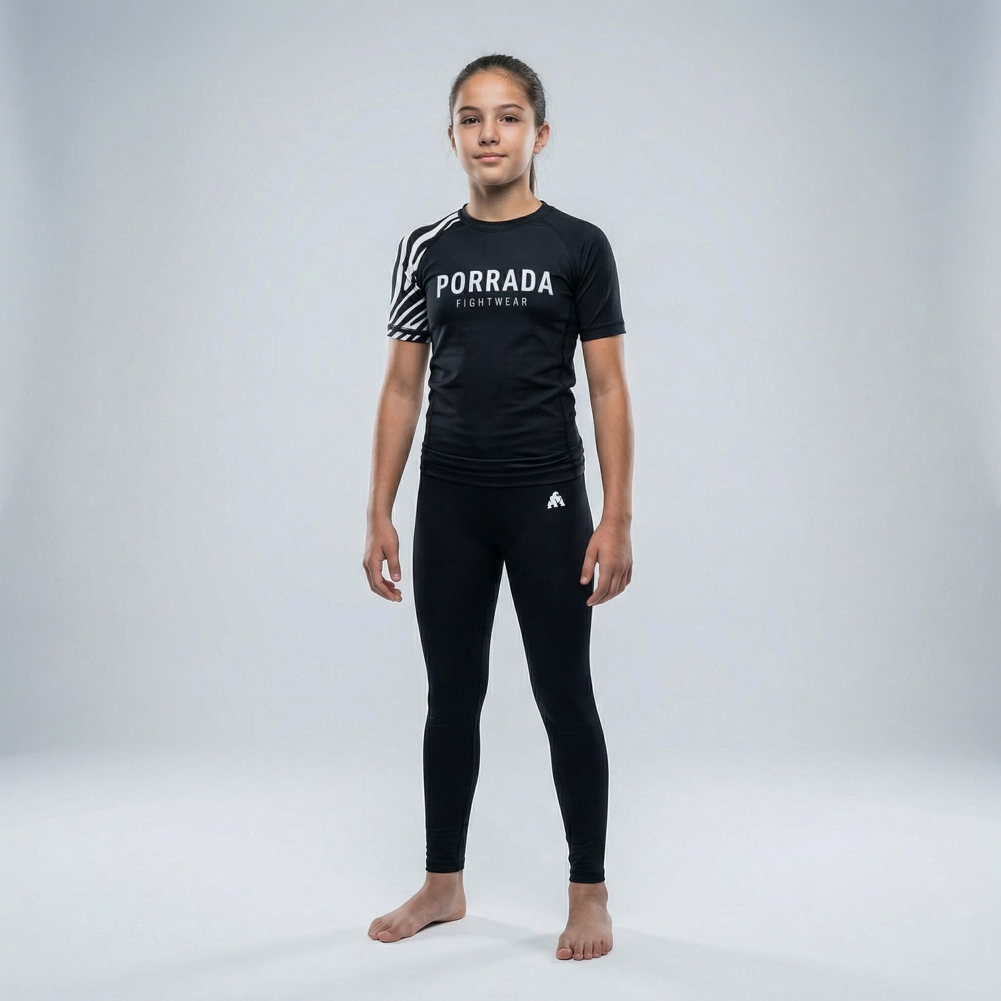 IBJJF WHITE RANKED KIDS SHORT SLEEVE RASH GUARD