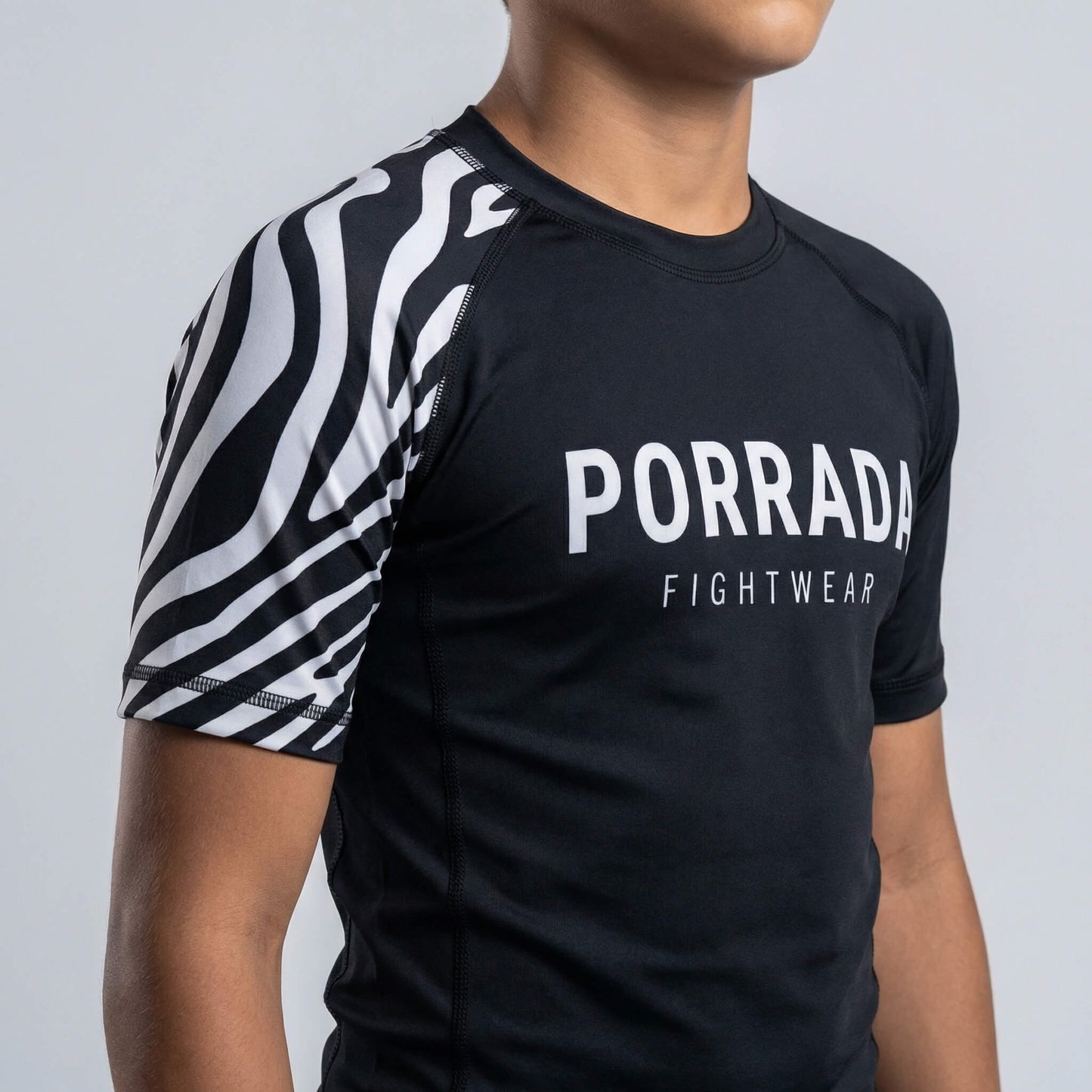 IBJJF WHITE RANKED KIDS SHORT SLEEVE RASH GUARD