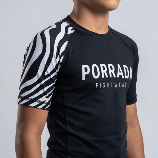 IBJJF WHITE RANKED KIDS SHORT SLEEVE RASH GUARD