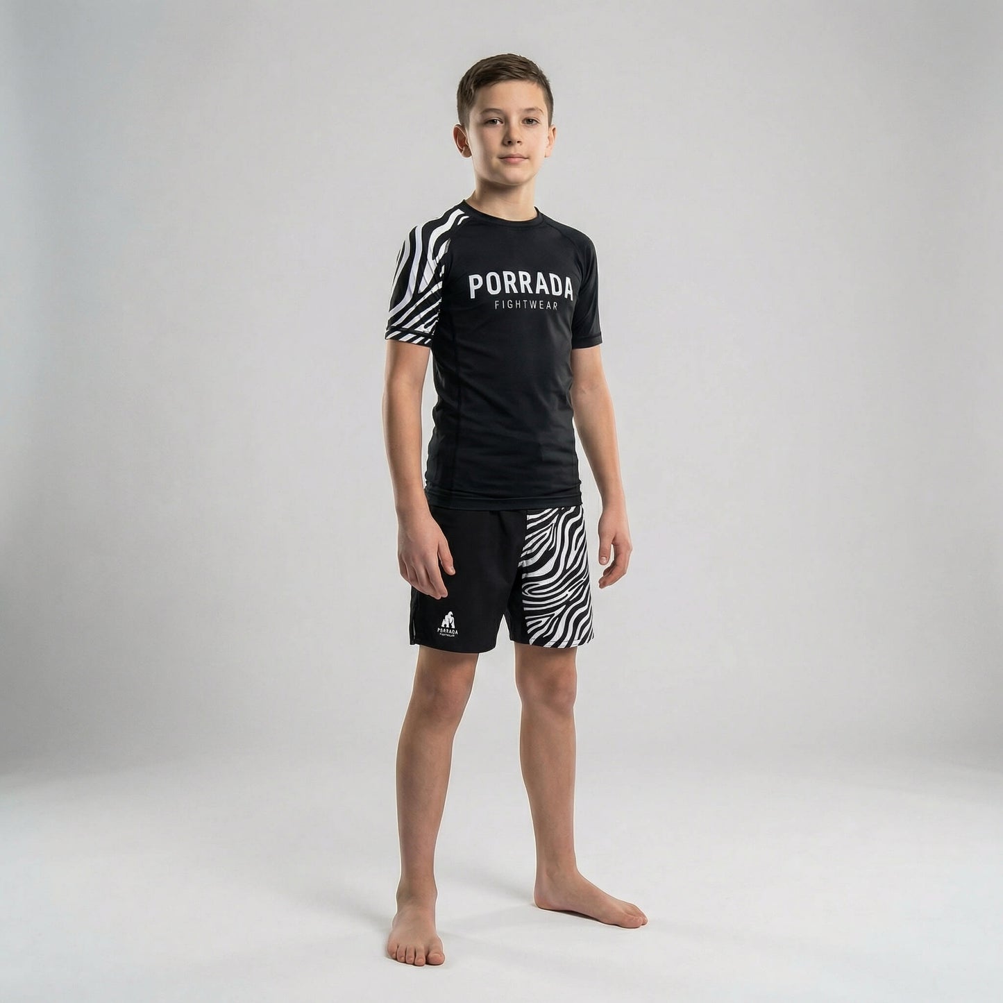 IBJJF WHITE RANKED KIDS FIGHT SHORTS