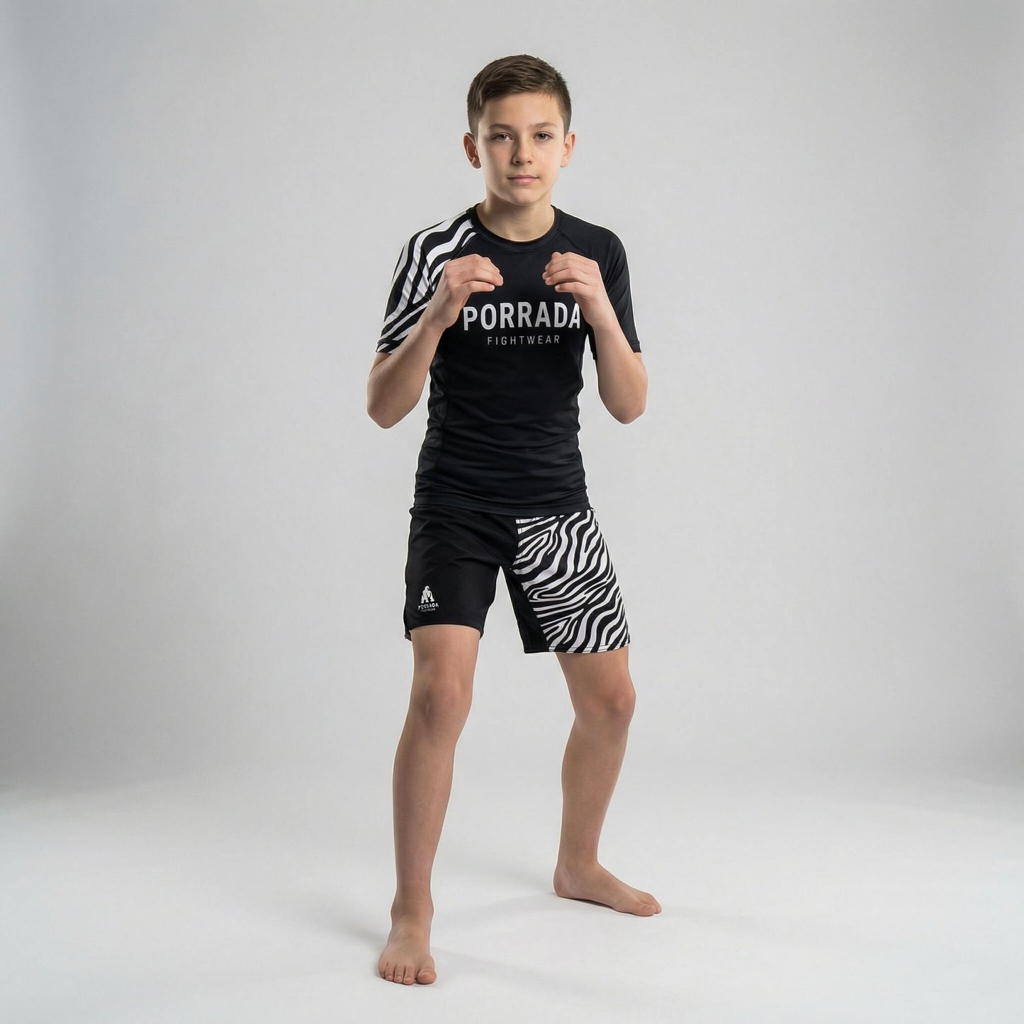 IBJJF WHITE RANKED KIDS SHORT SLEEVE RASH GUARD