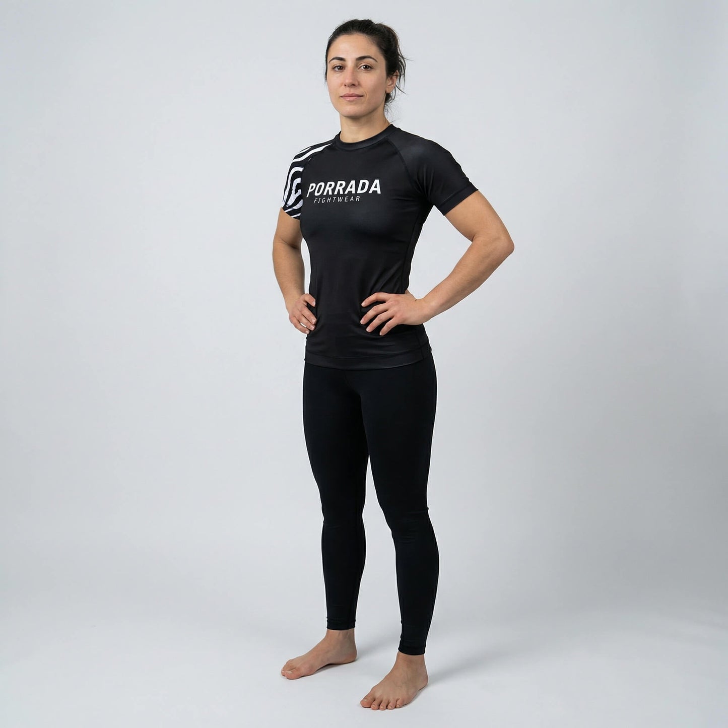 IBJJF WHITE RANKED WOMEN SHORT SLEEVE RASH GUARD