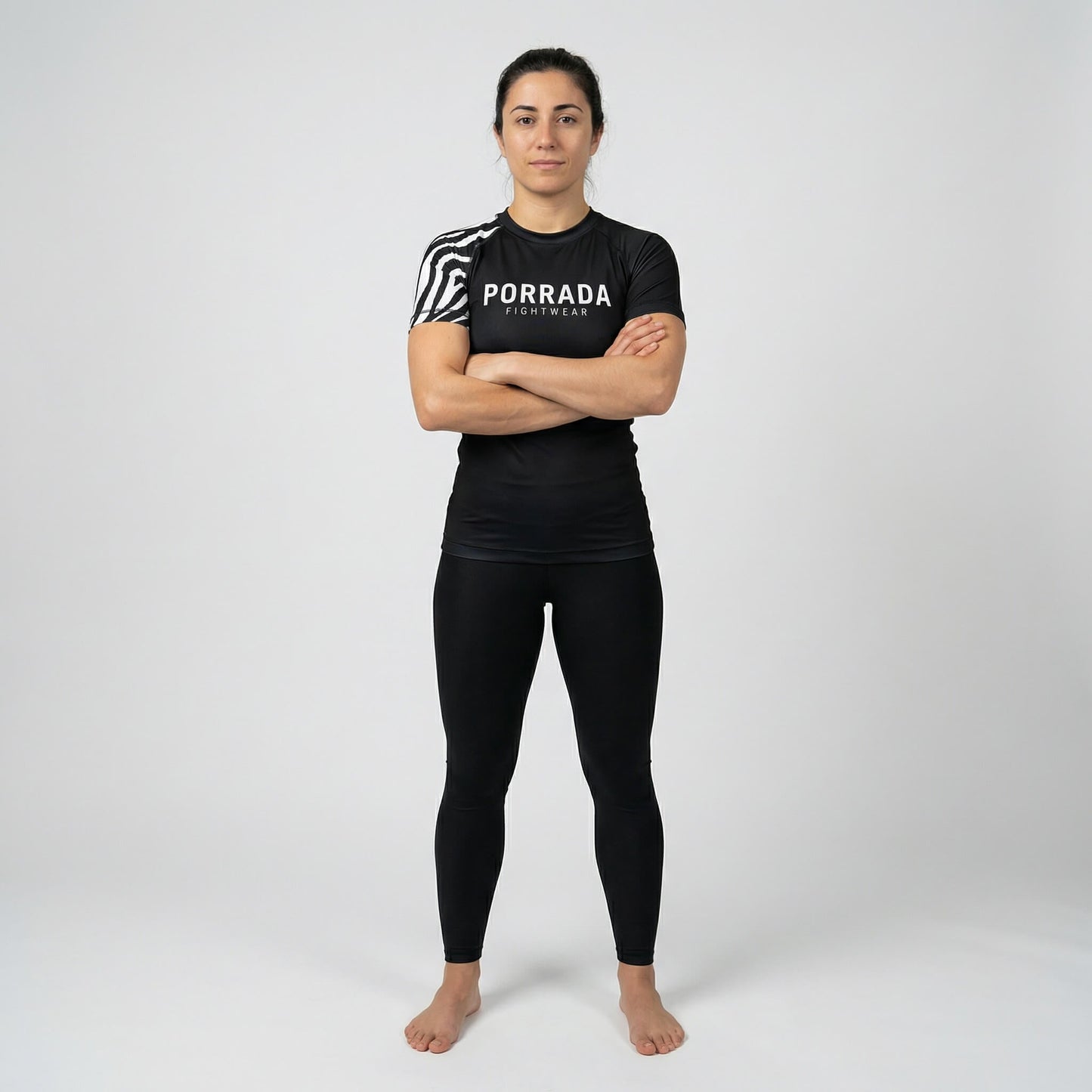 IBJJF WHITE RANKED WOMEN SHORT SLEEVE RASH GUARD