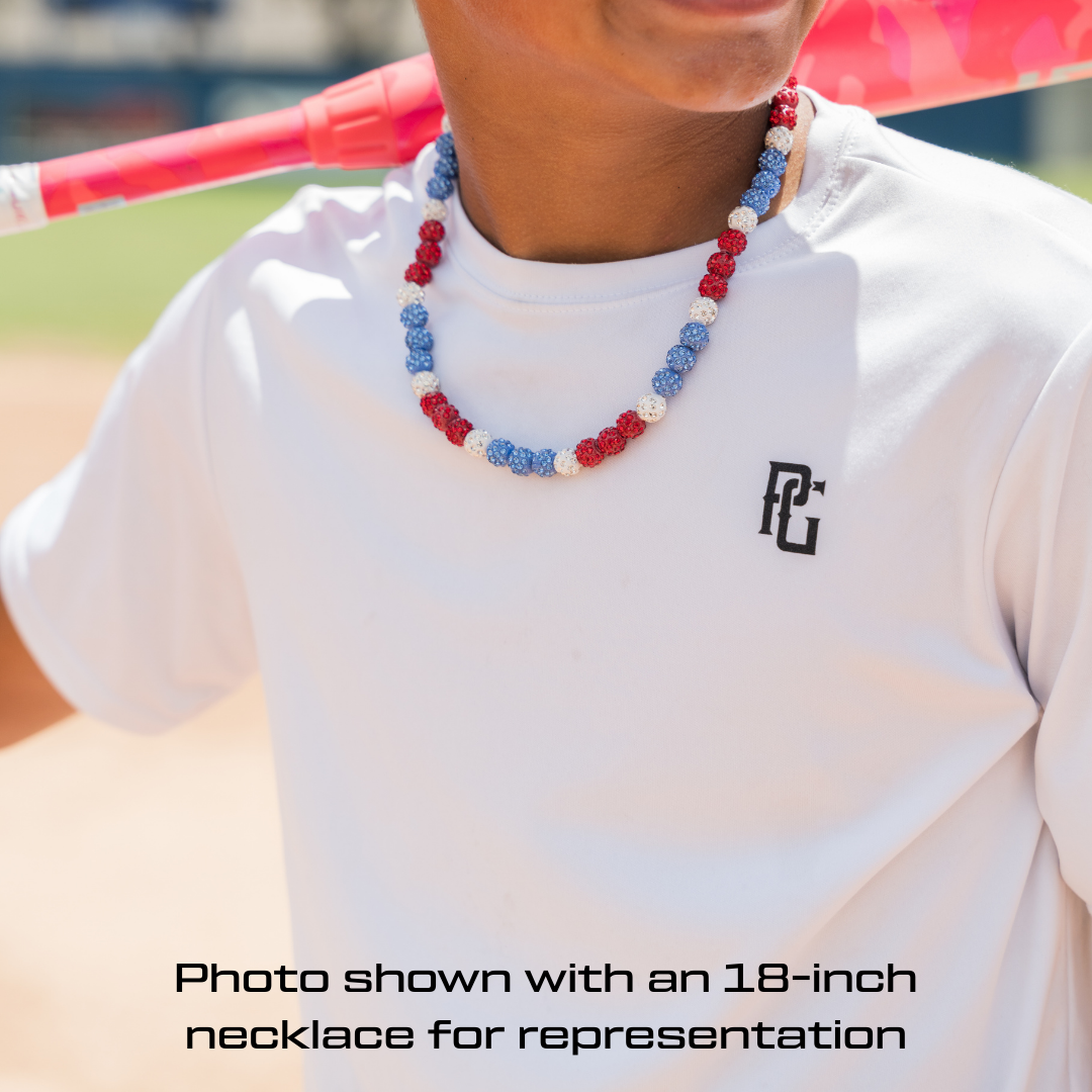 Oso Verde Iced Out Baseball Bead Necklace | Green, Yellow, & White