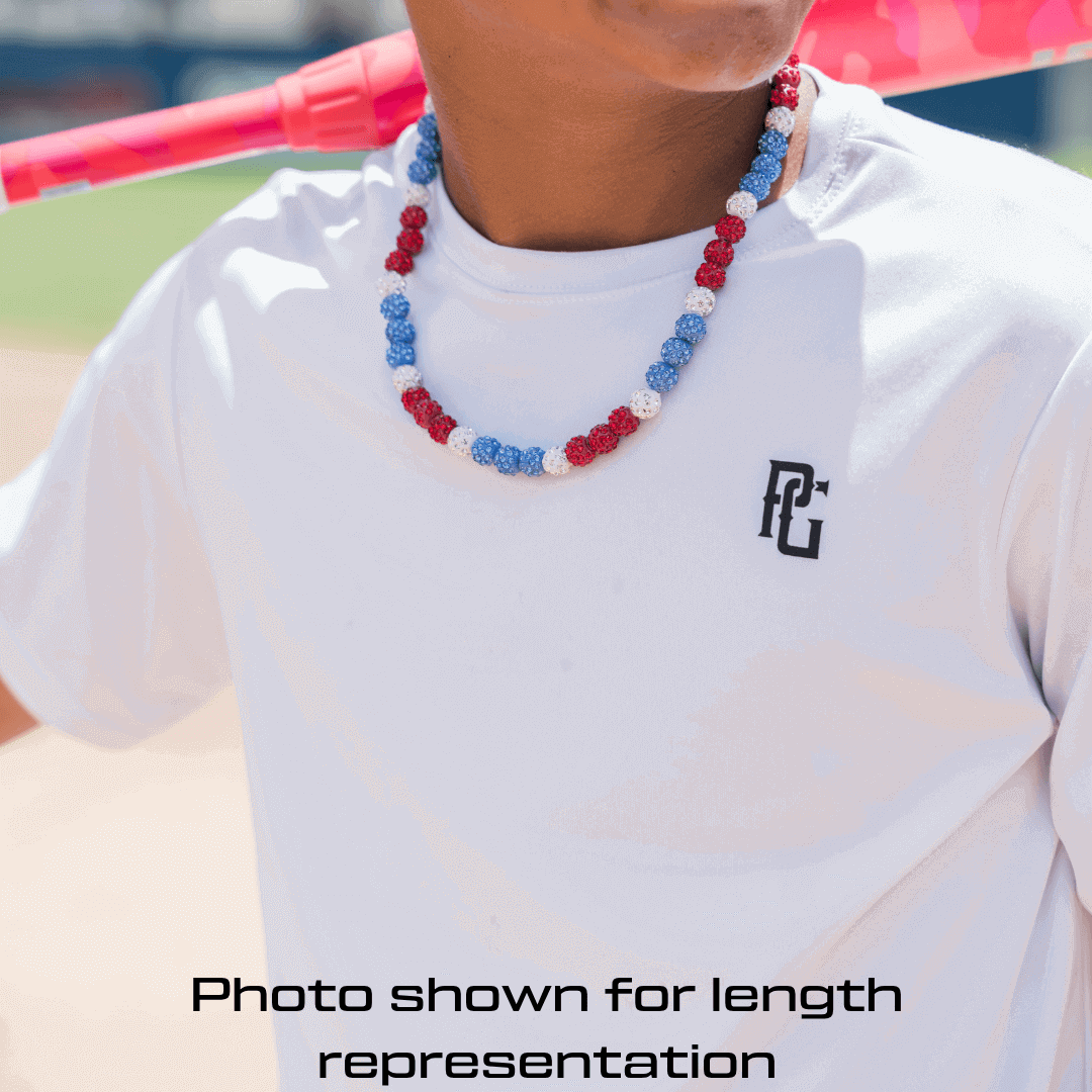 Ying Yang Iced Out Baseball Bead Necklace | Black & White