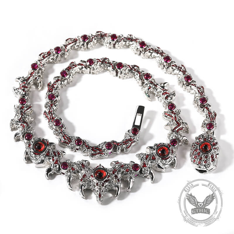 Iced Out Red Eyes Zircon-set Thorn Necklace