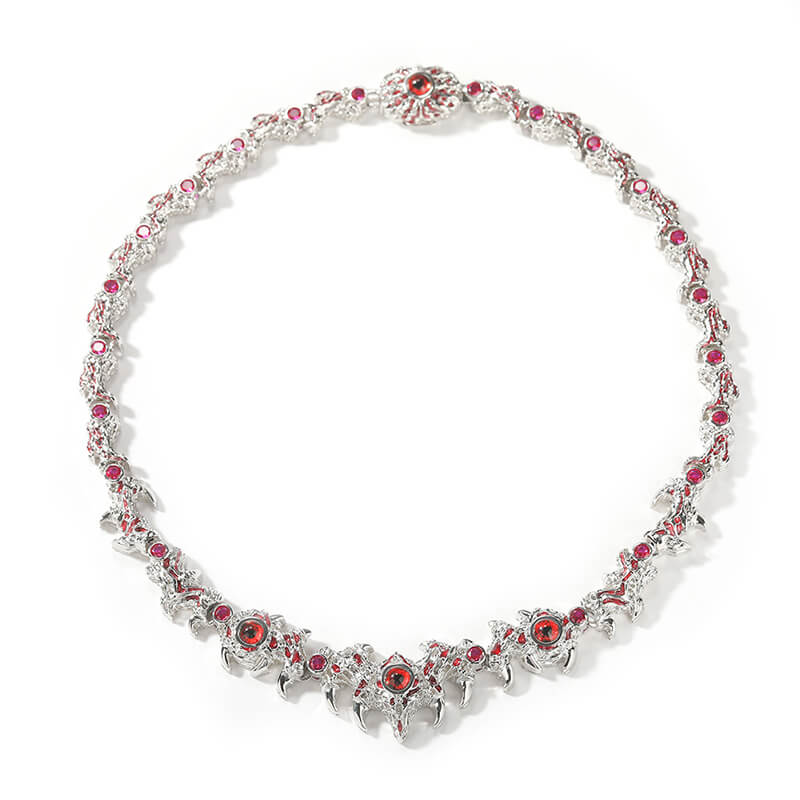 Iced Out Red Eyes Zircon-set Thorn Necklace
