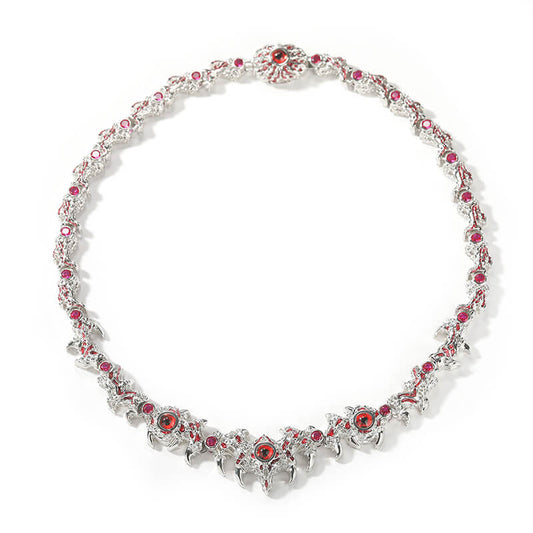 Iced Out Red Eyes Zircon-set Thorn Necklace