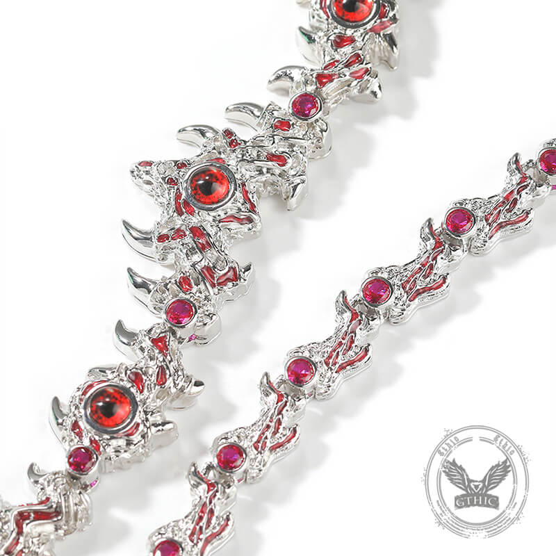 Iced Out Red Eyes Zircon-set Thorn Necklace