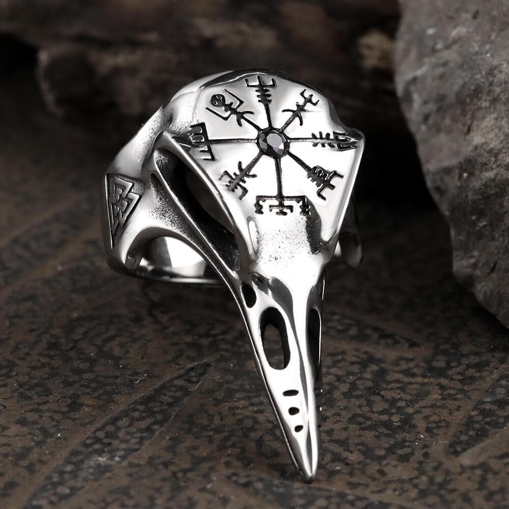 Icelandic Vegvisir Raven Stainless Steel Ring