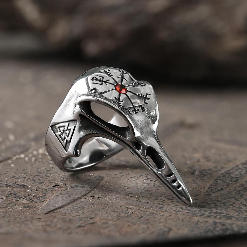 Icelandic Vegvisir Raven Stainless Steel Ring