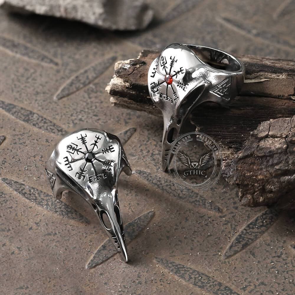 Icelandic Vegvisir Raven Stainless Steel Ring