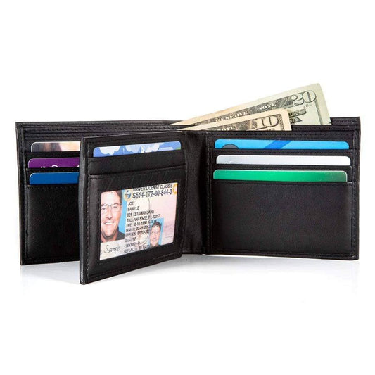 Mens RFID 10 Slot Bifold Wallet with ID Window