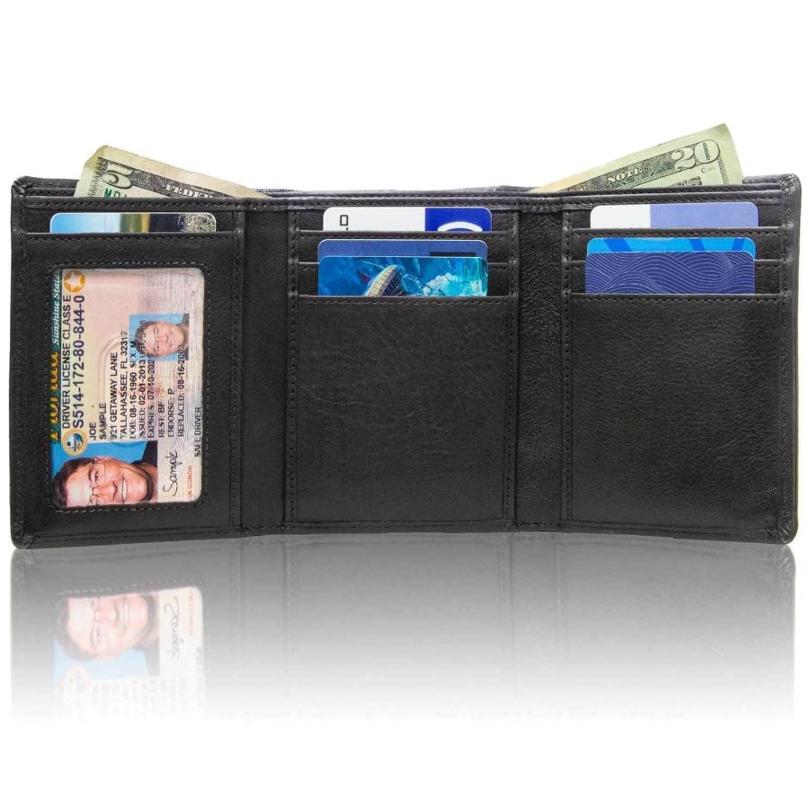 Mens RFID Wallet - Extra Capacity Trifold 7 slot with ID Window