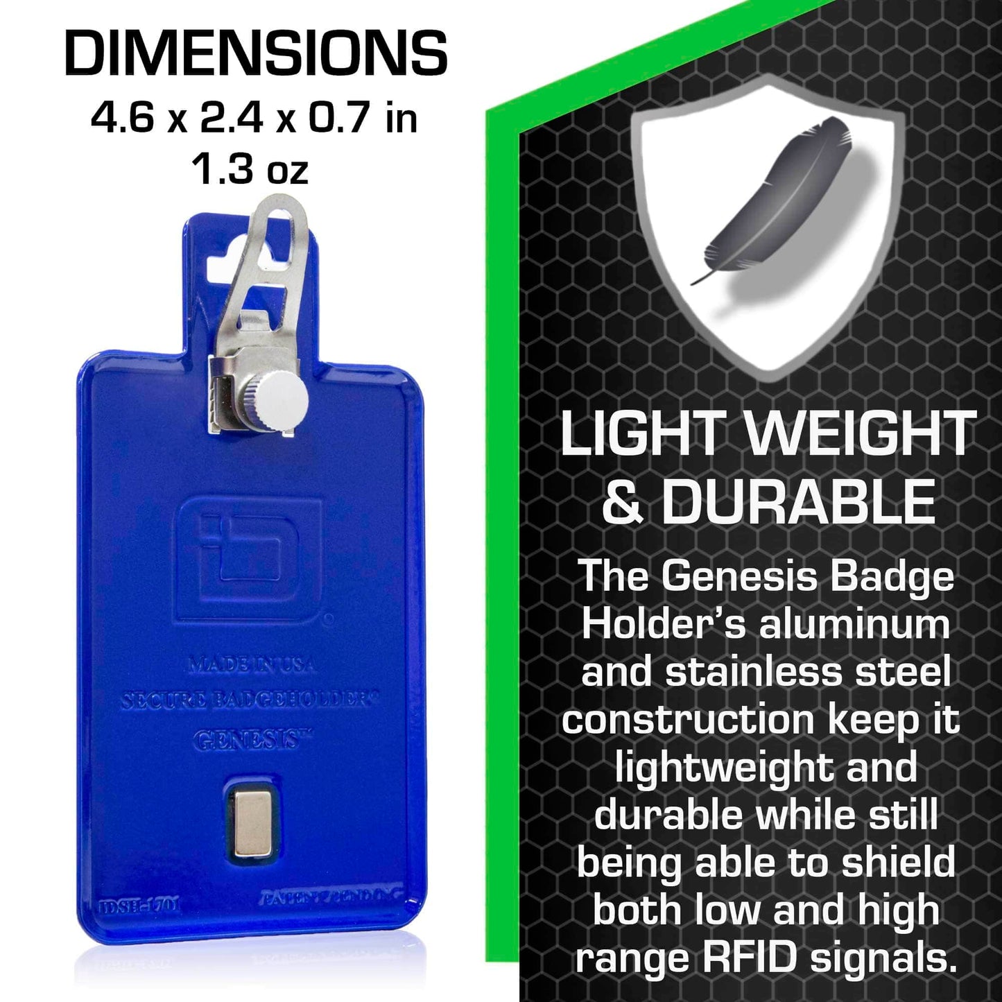 All Metal Magnetic Badge Holder - RFID Secure Badge Holder Genesis™ with BloxProx™