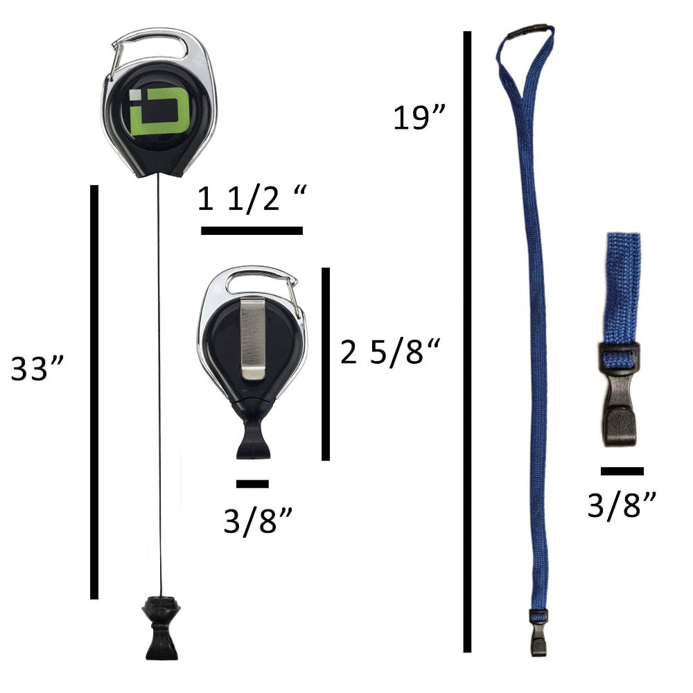 Secure Badge Holder Duolite ® Vertical 2 ID Card Holder, Retractable Reel, and Lanyard Bundle