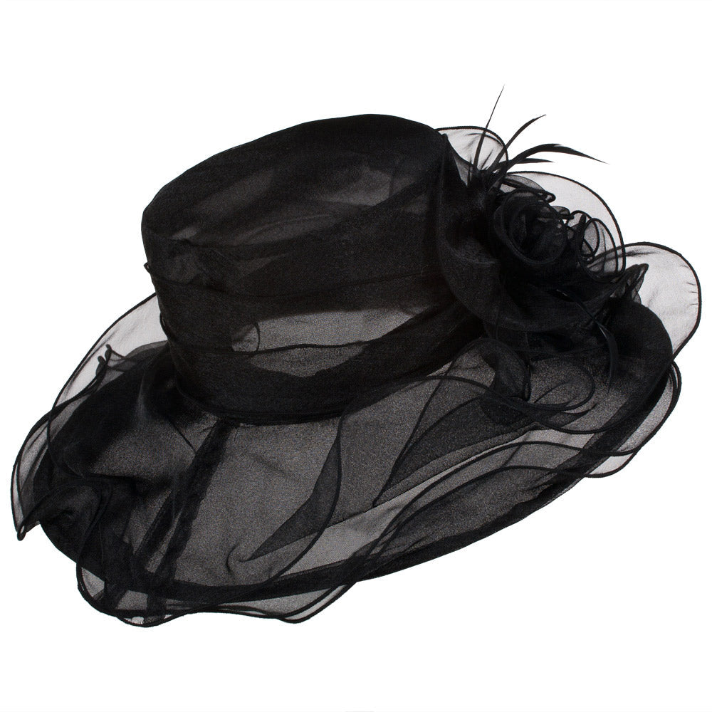 Iridescent Polyester Roses Organza Hat