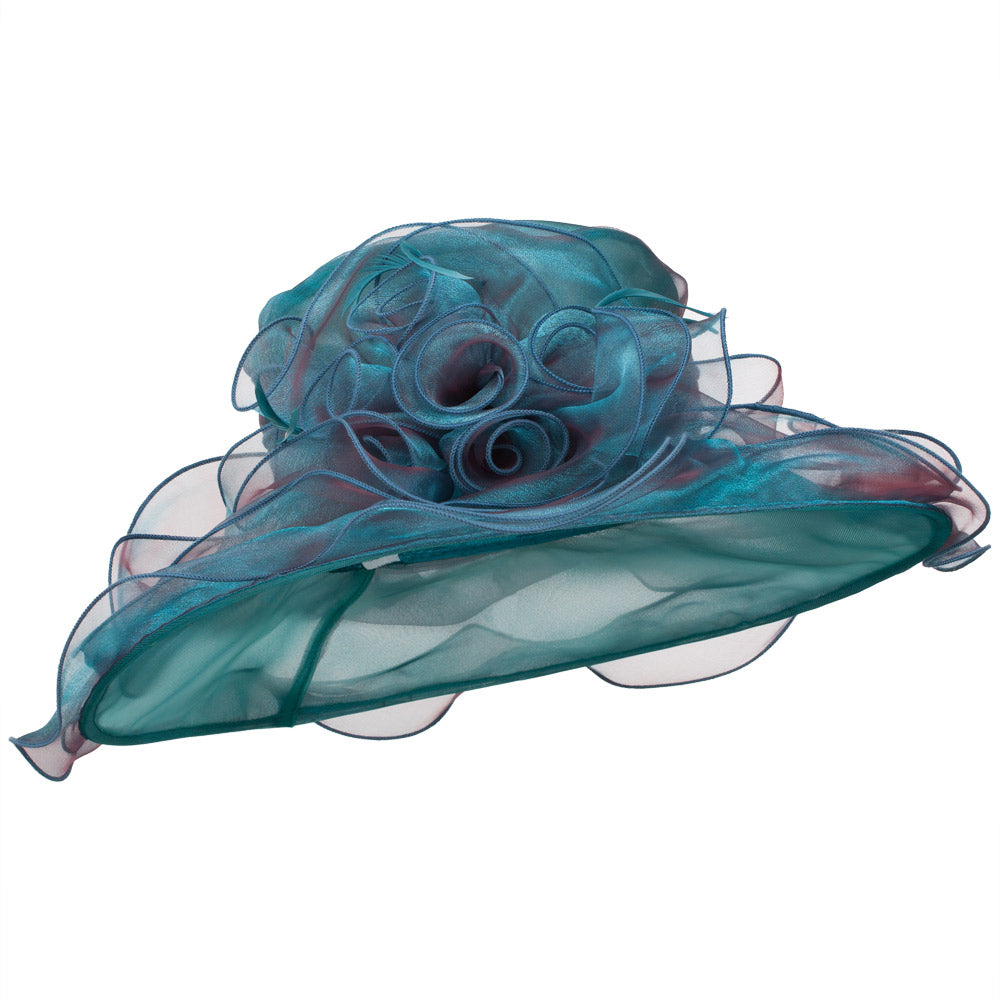 Iridescent Polyester Roses Organza Hat