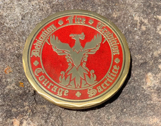 Fight Fire 4 Principles, Dedication, Tradition, Courage and Sacrifice Phoenix Firefighter Challenge Coin