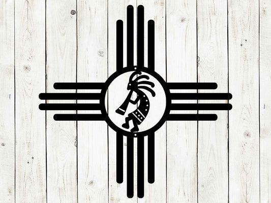 Zia Sun with Kokopelli  Metal Sign, New Mexico, Zia Cross, Metal Art, Zia, New Mexico Sign, Metal Sign