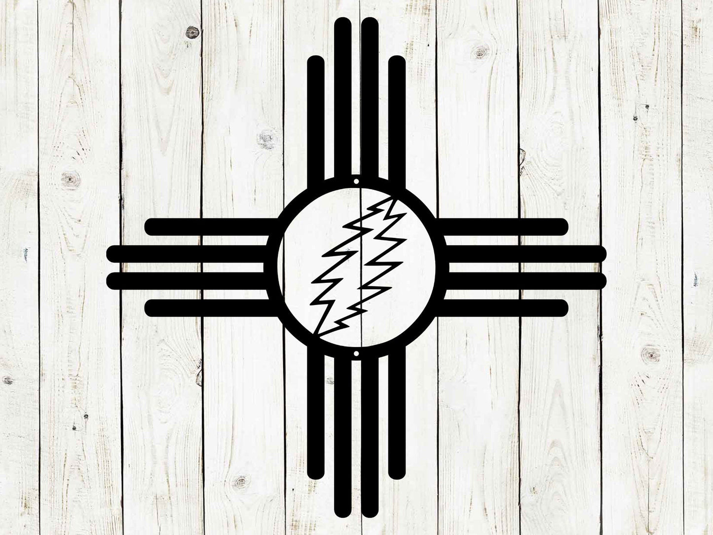 Zia Sun Lightning Metal Sign | Southwest Wall Decor
