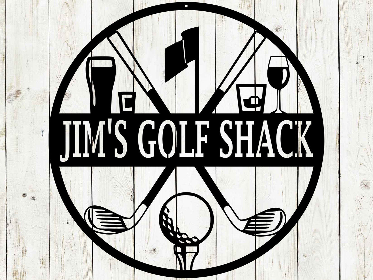 Golf 19th Hole Custom Name Metal Sign