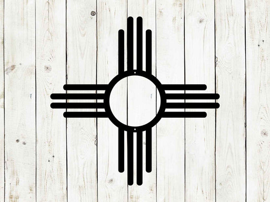 Zia Sun Metal Sign, New Mexico, Zia Cross, Metal Art, Zia, New Mexico Sign, Metal Sign, Wall decor, South western art, Outdoor patio