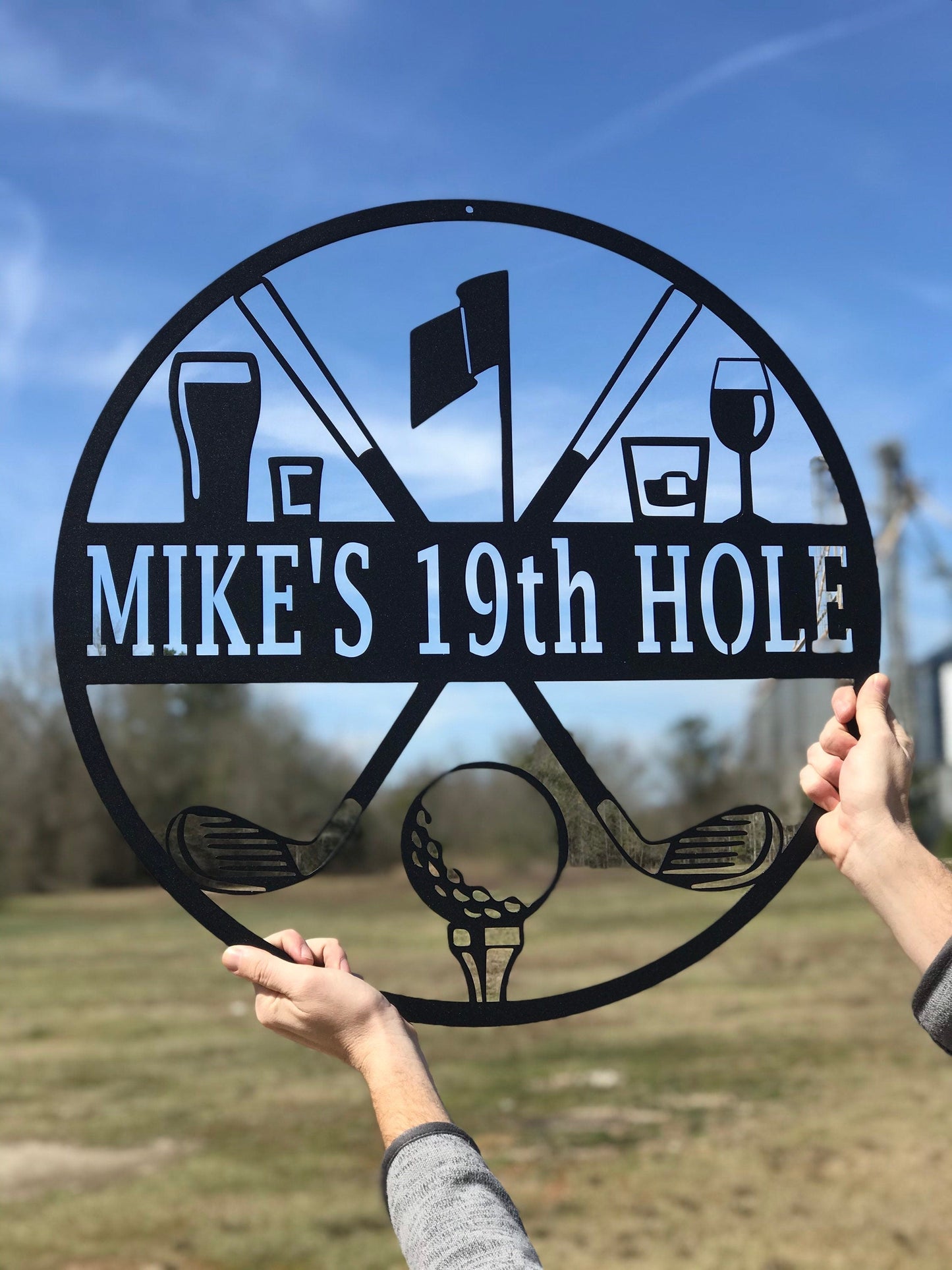Golf 19th Hole Custom Name Metal Sign